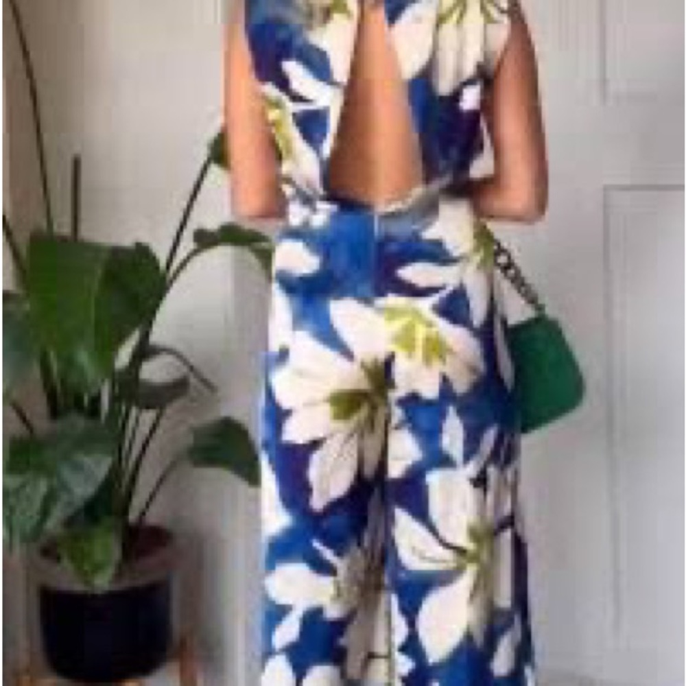 Zara Blue and Green Floral Jumpsuit - Picture 3 of 5
